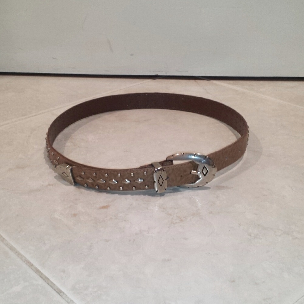 Genuine Leather Silver-Tone Stud Belt